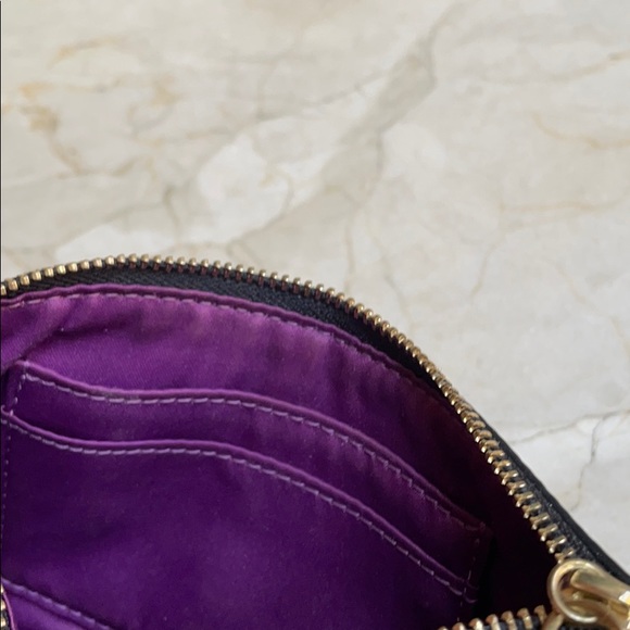 Coach Black Leather with gold chain wristlet - Picture 5 of 7